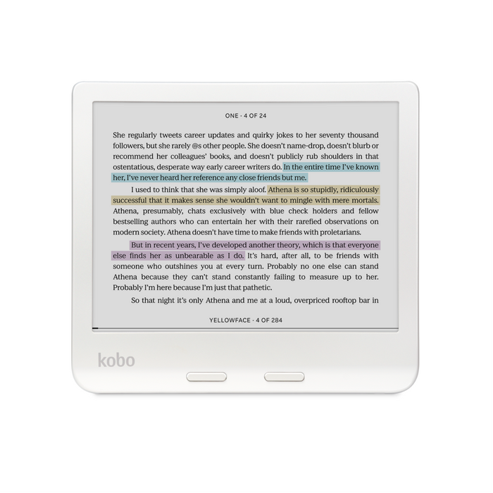 White Kobo Libra Colour front view in landscape mode.