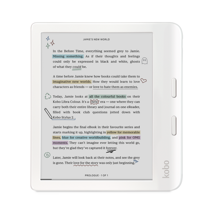 White Kobo Libra Colour front view.
