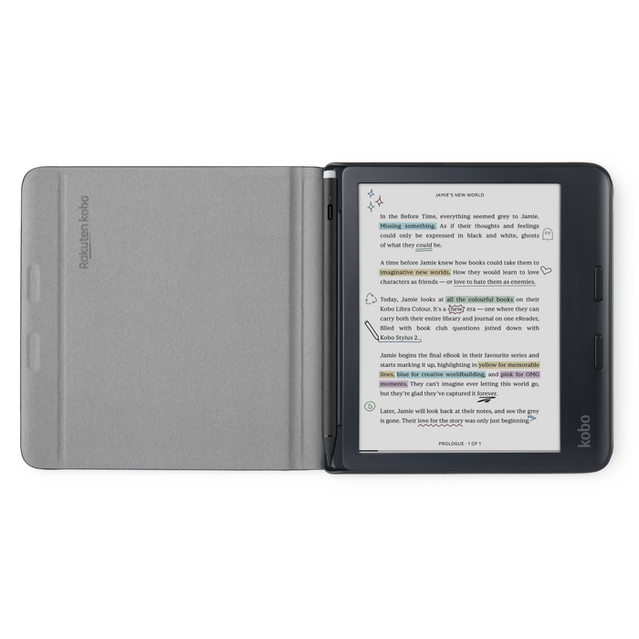 Opened Kobo Libra Colour Stylus Case.