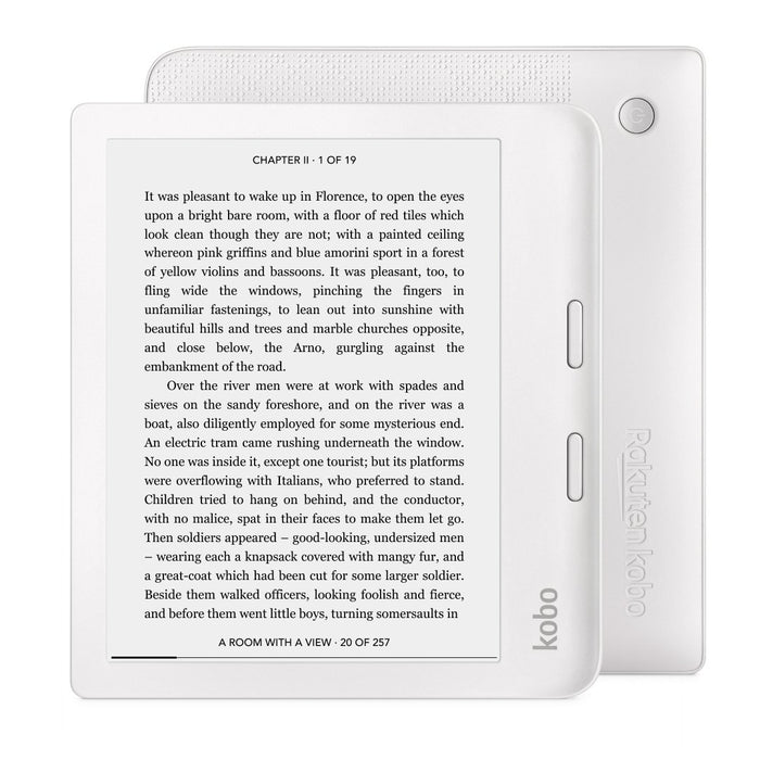 White Kobo Libra 2 front and back view.